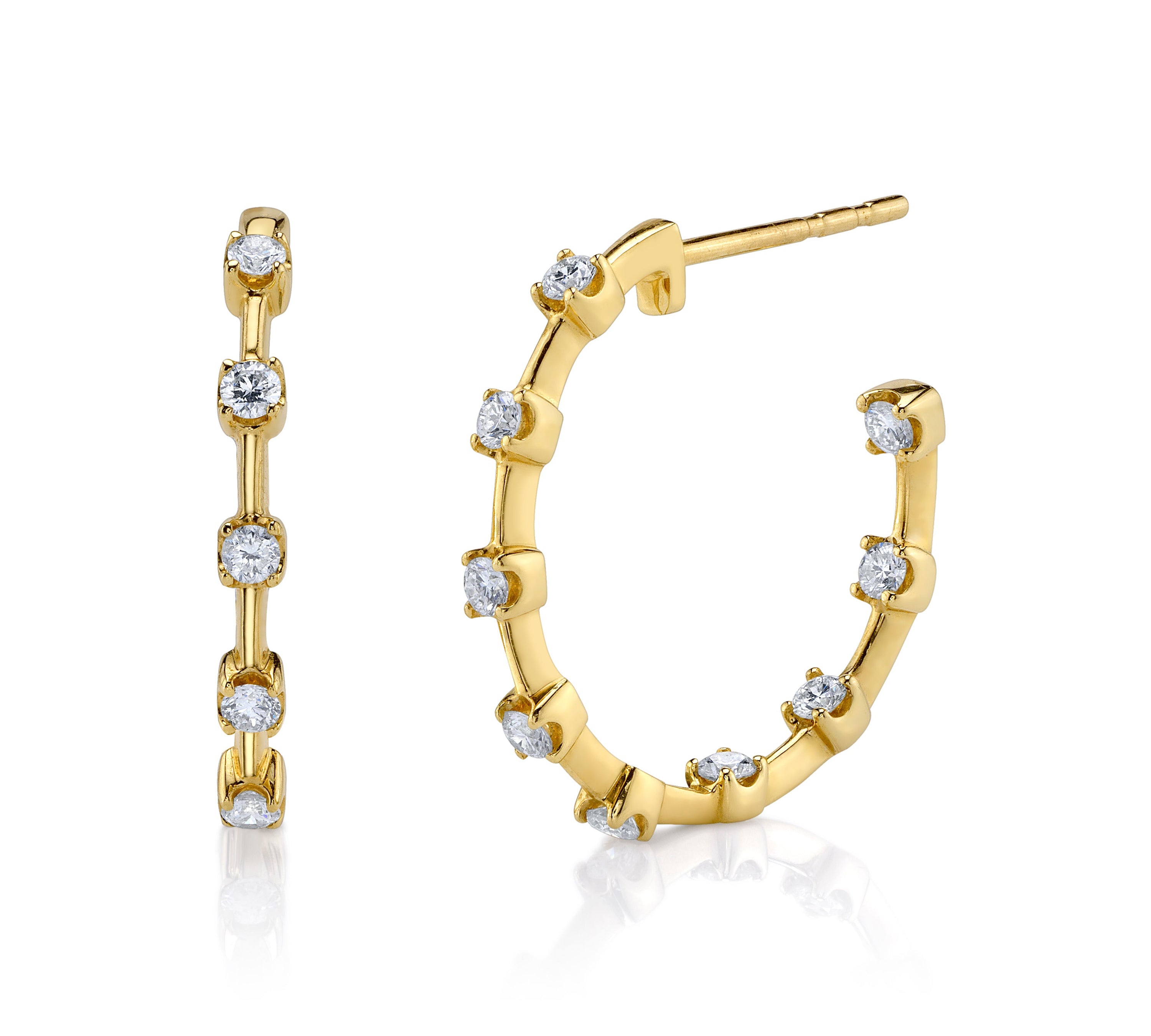 Prong-Set Diamond Hoop Hoop Earrings Roseark Deux Pair  