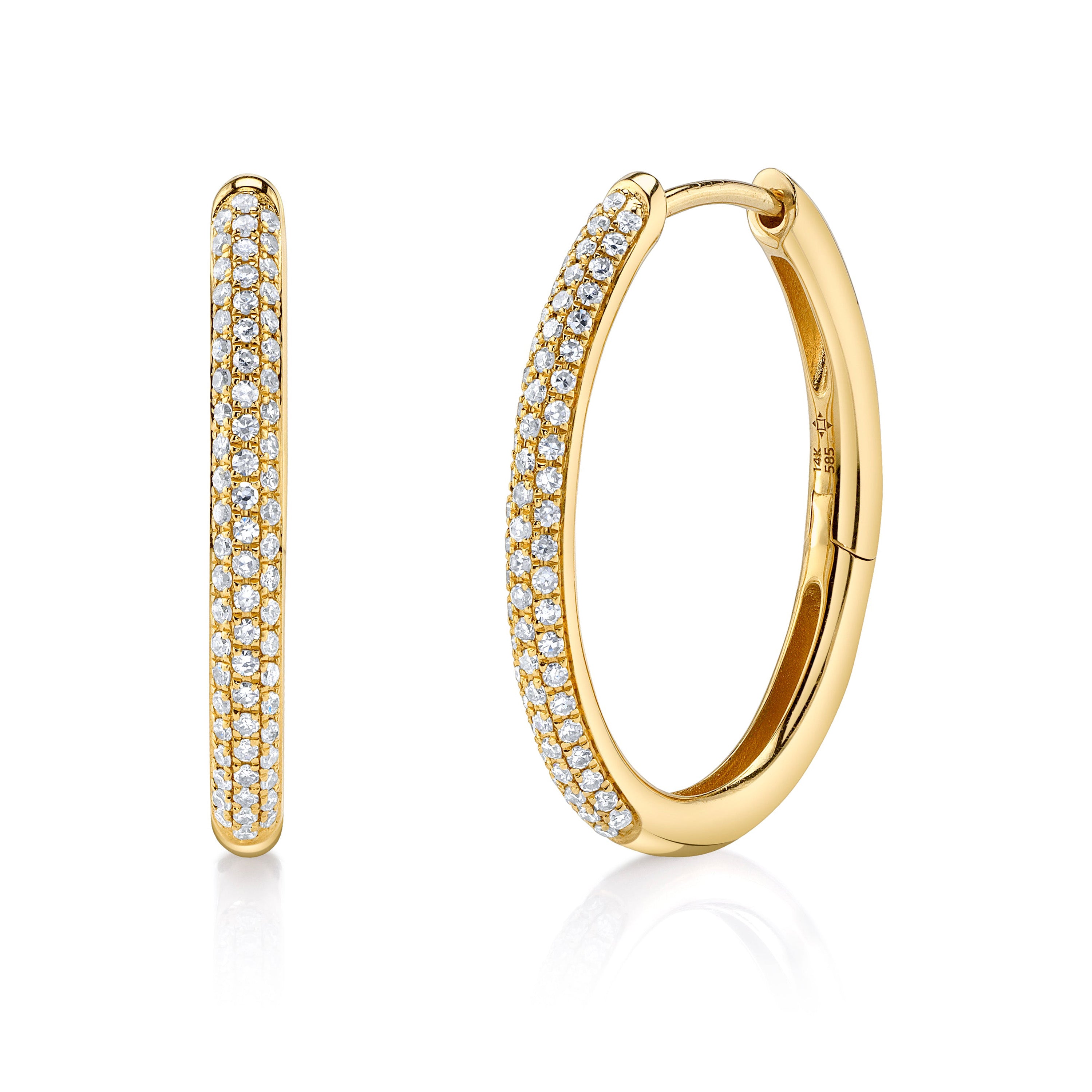 Pave Diamond Bridgette Hoop Hoop Earrings Roseark Deux Pair