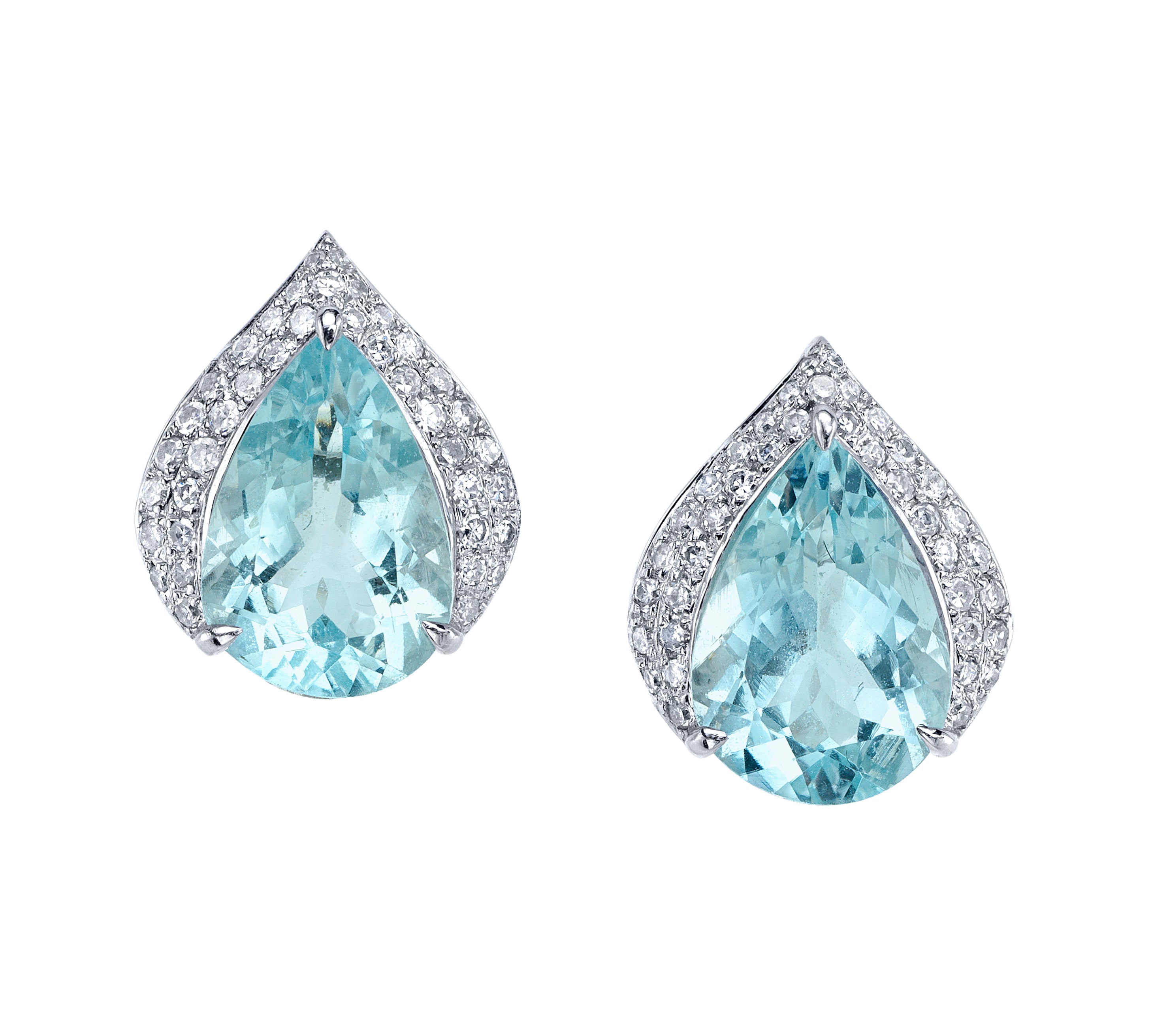 Oval Aquamarine Diamond Studs Stud Earrings Roseark India