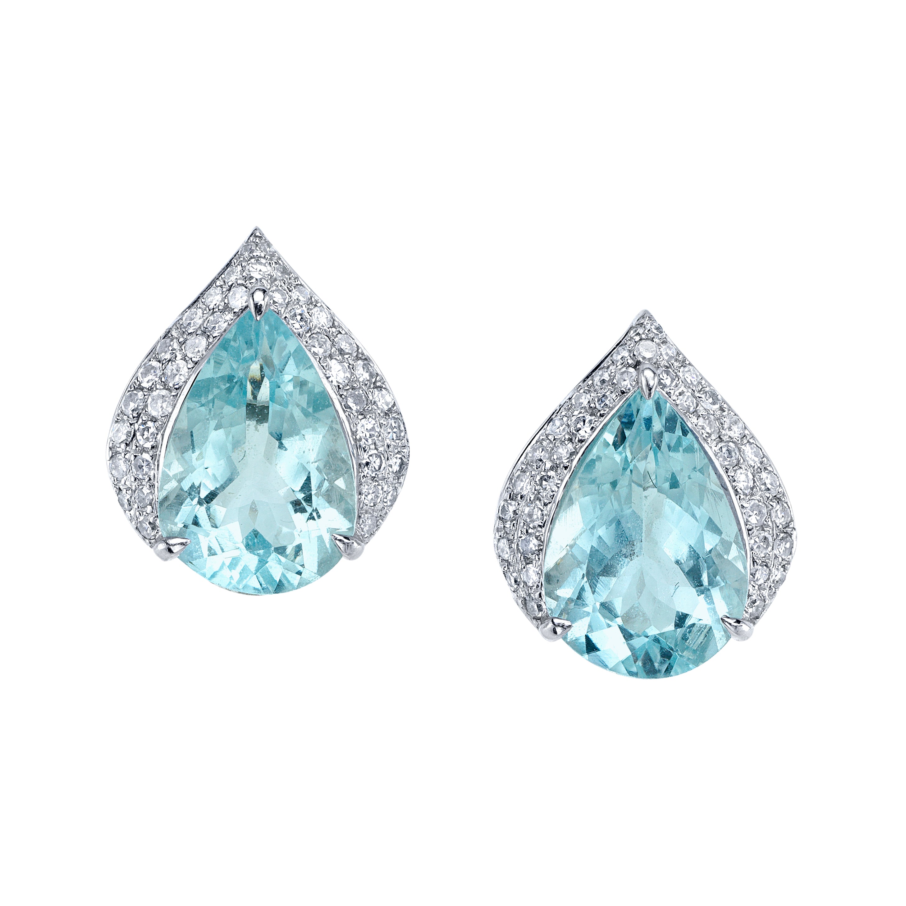 Oval Aquamarine Diamond Studs Stud Earrings Roseark India