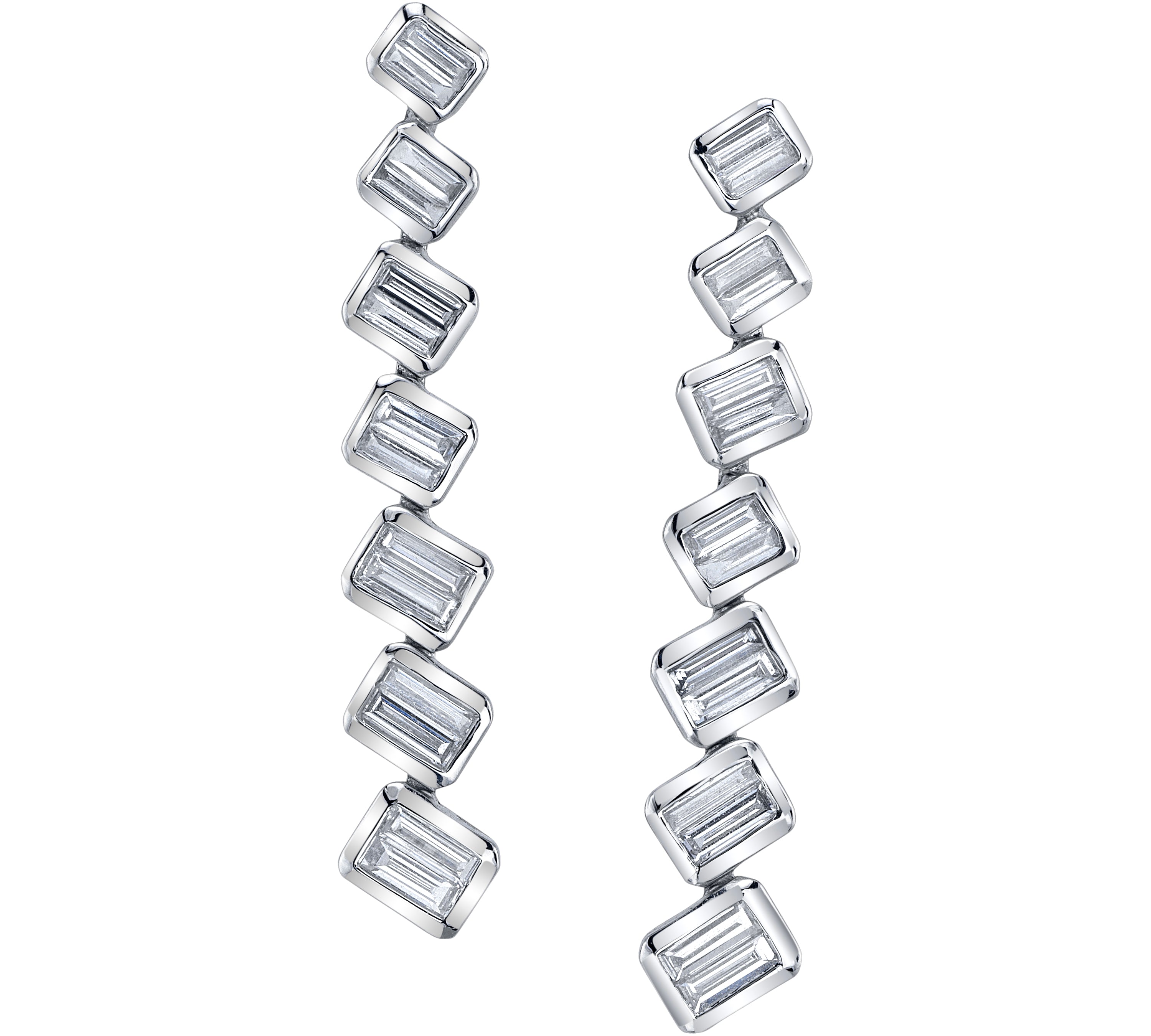 Trickle Baguette Drop Earrings Drop Earrings Roseark Deux