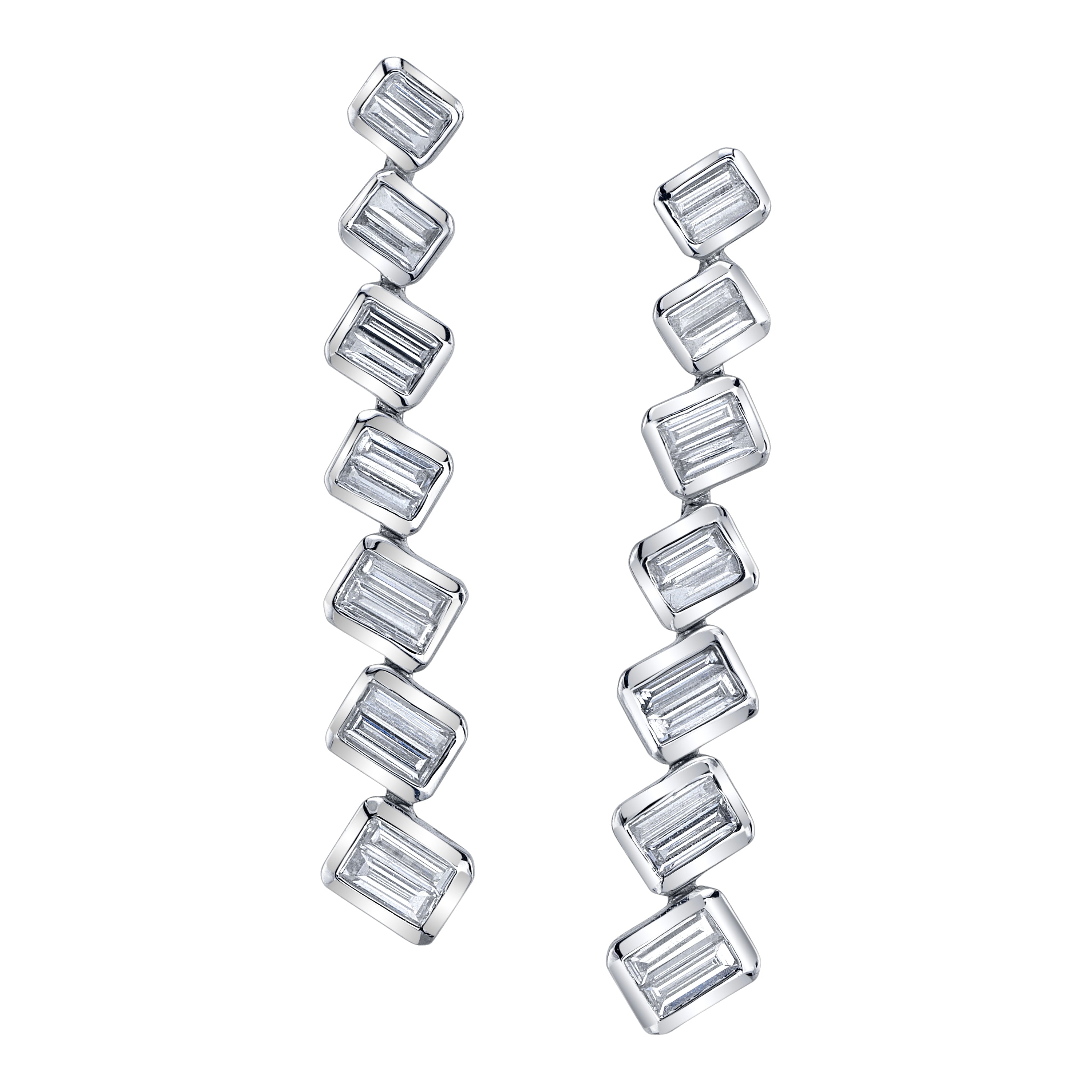 Trickle Baguette Drop Earrings Drop Earrings Roseark Deux