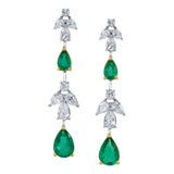 Pear Emerald Diamond Long Drop Earrings Drop Earrings Roseark Deux