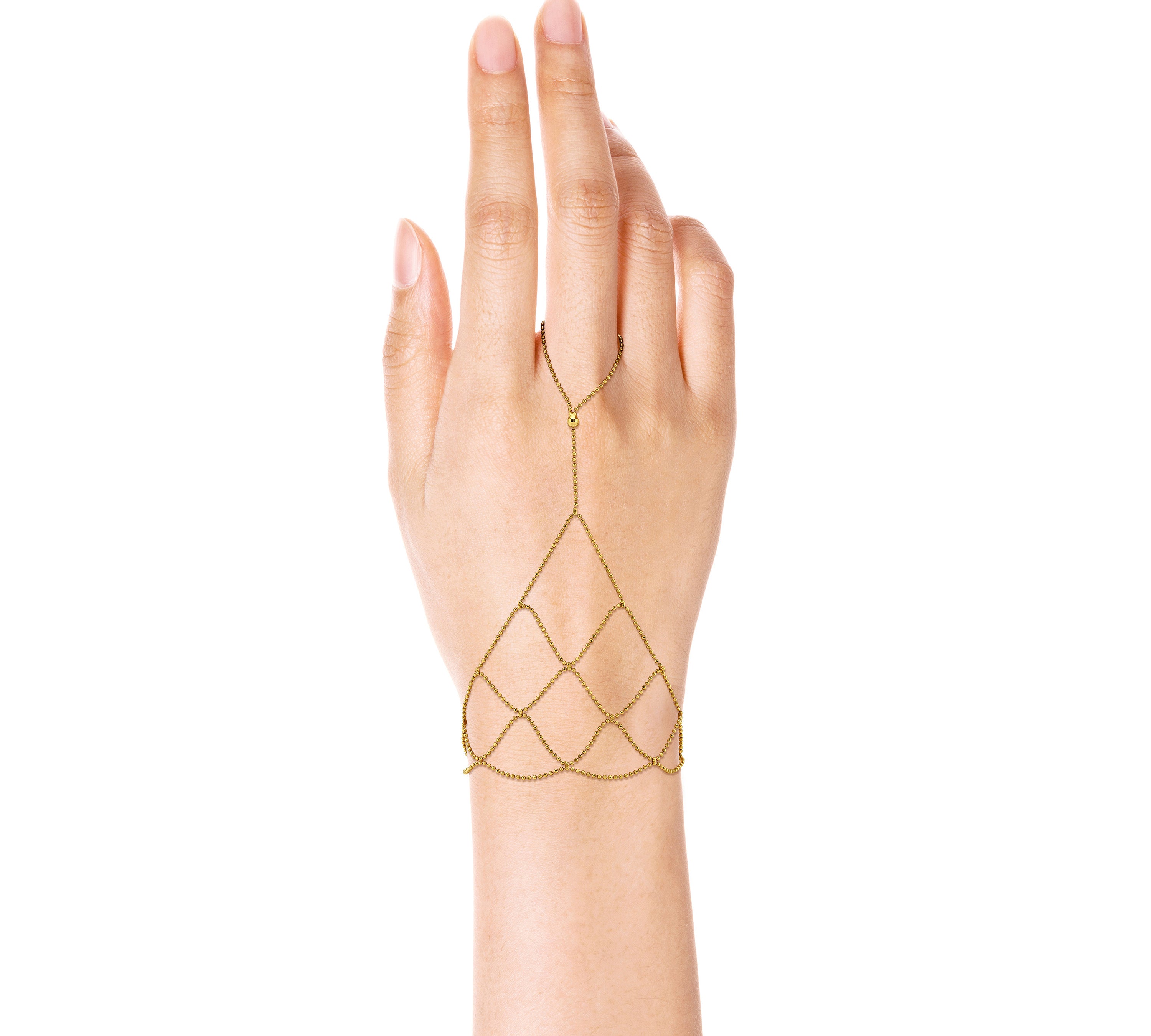 1990s Beaded Finger Hand-Chain Chain Bracelet Roseark Vintage