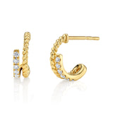 Twisted Diamond Half-Huggie Hoop Huggie Earrings Roseark Deux Pair