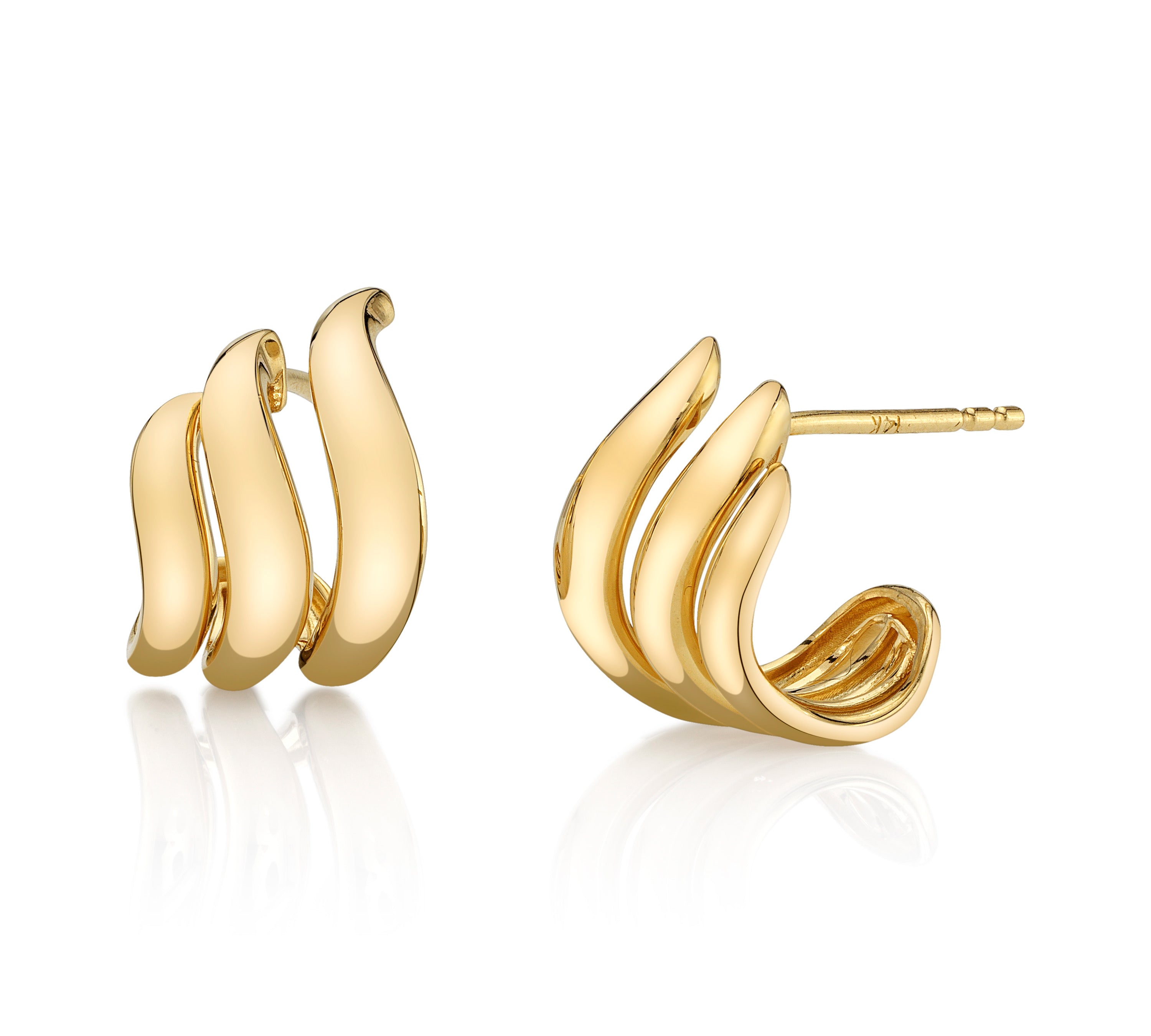 Three Line Gradual Half-Huggie Ear Cuff Earring Roseark Deux Pair