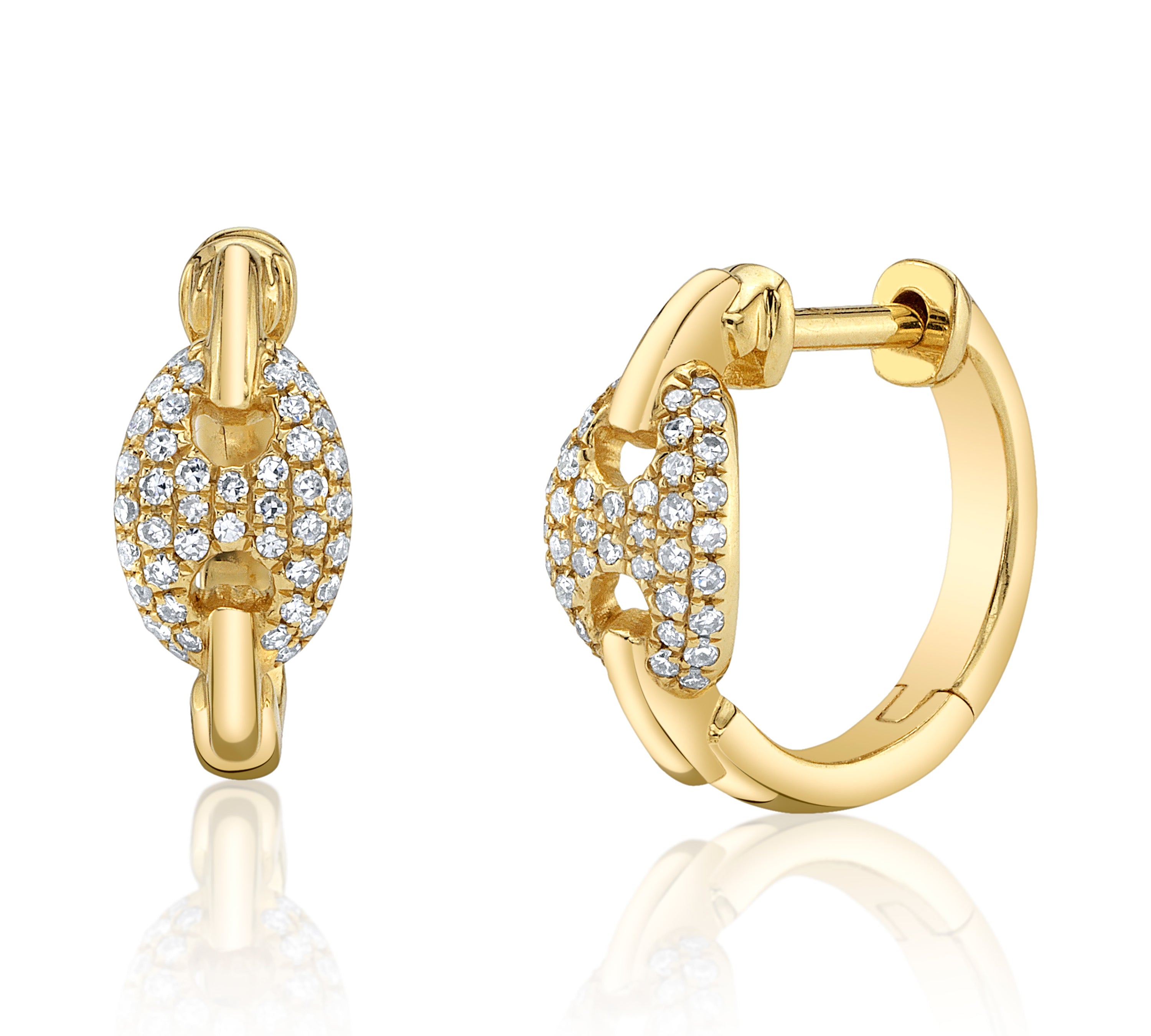 Tag Diamond Huggie Huggie Earrings Roseark Deux Pair