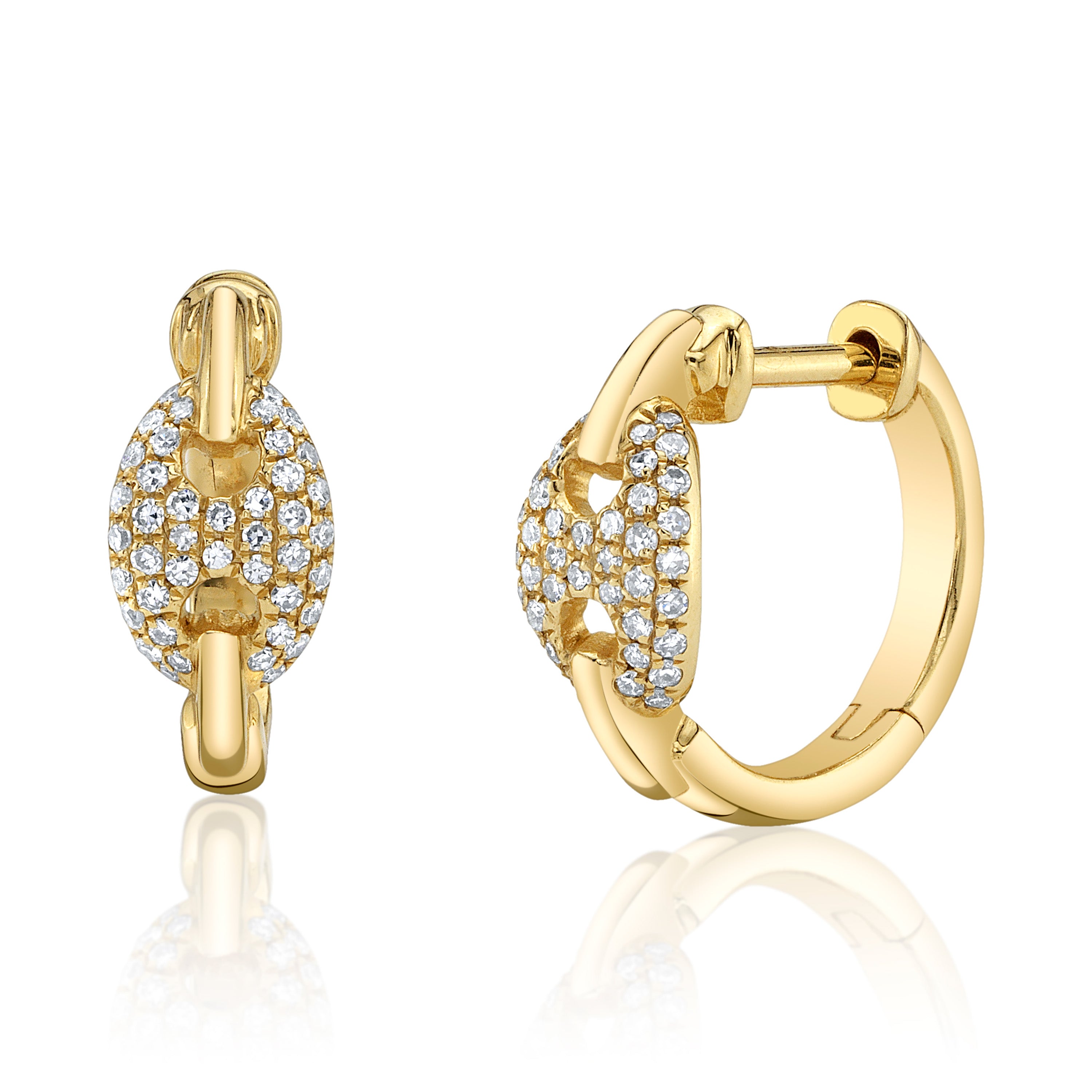 Tag Diamond Huggie Huggie Earrings Roseark Deux Pair