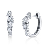 Baguette Tear Round Cluster Diamond Huggie Huggie Earrings Roseark Deux Pair