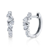 Baguette Tear Round Cluster Diamond Huggie Huggie Earrings Roseark Deux