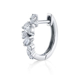 Baguette Tear Round Cluster Diamond Huggie Huggie Earrings Roseark Deux Single