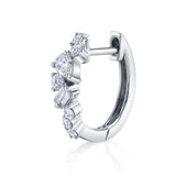 Baguette Tear Round Cluster Diamond Huggie Huggie Earrings Roseark Deux Single