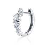 Baguette Tear Round Cluster Diamond Huggie Huggie Earrings Roseark Deux White Gold