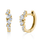 Baguette Tear Round Cluster Diamond Huggie Huggie Earrings Roseark Deux