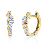 Baguette Tear Round Cluster Diamond Huggie Huggie Earrings Roseark Deux
