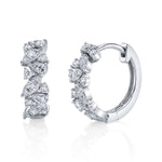 Marquise-Pear-Round Cluster Diamond Huggie Huggie Earrings Roseark Deux Pair