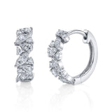 Marquise-Pear-Round Cluster Diamond Huggie Huggie Earrings Roseark Deux Pair
