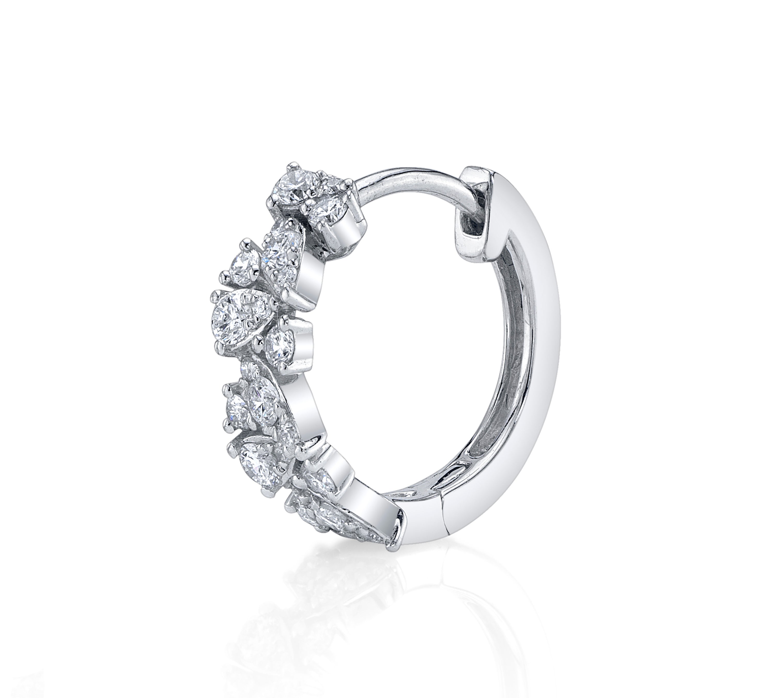 Marquise-Pear-Round Cluster Diamond Huggie Huggie Earrings Roseark Deux Single