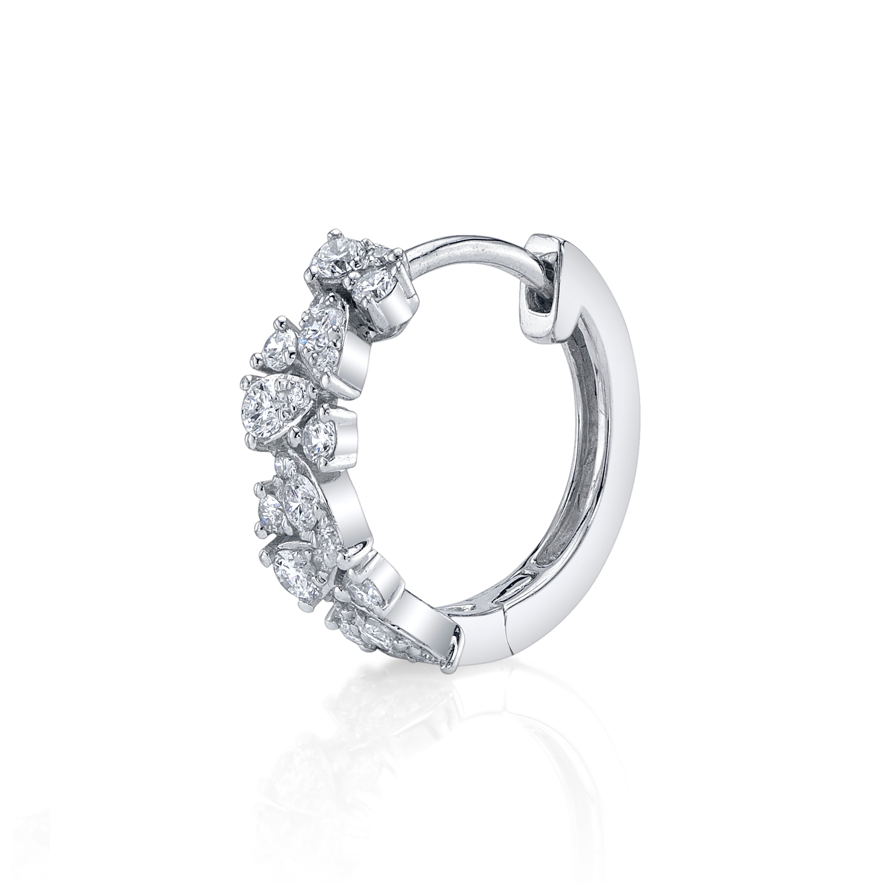 Marquise-Pear-Round Cluster Diamond Huggie Huggie Earrings Roseark Deux Single