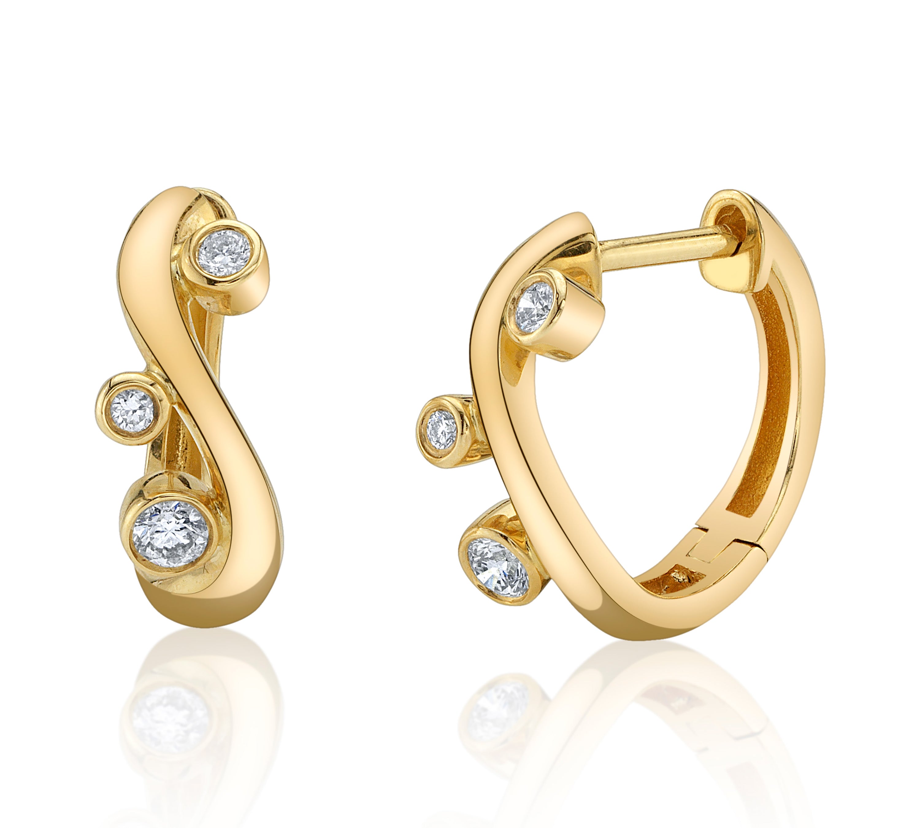 Diamond S-Huggie Huggie Earrings Roseark Deux Pair