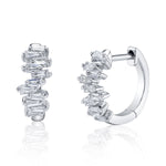 Tapered Baguette Diamond Huggie Hoop Earrings Roseark Deux Pair