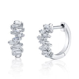 Tapered Baguette Diamond Huggie Hoop Earrings Roseark Deux Pair
