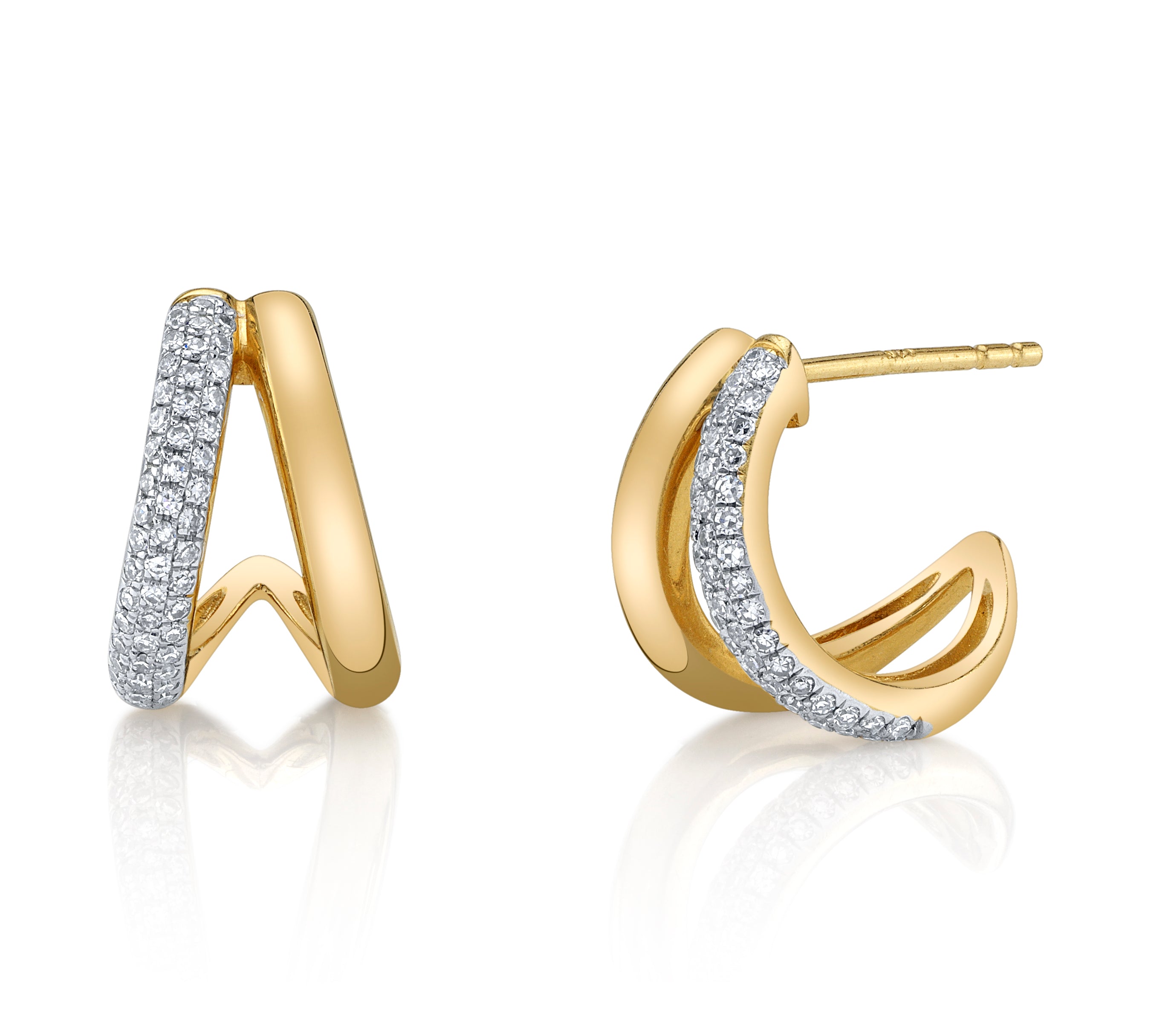 Diamond Solid V-Huggie Ear Cuff Earring Roseark Deux