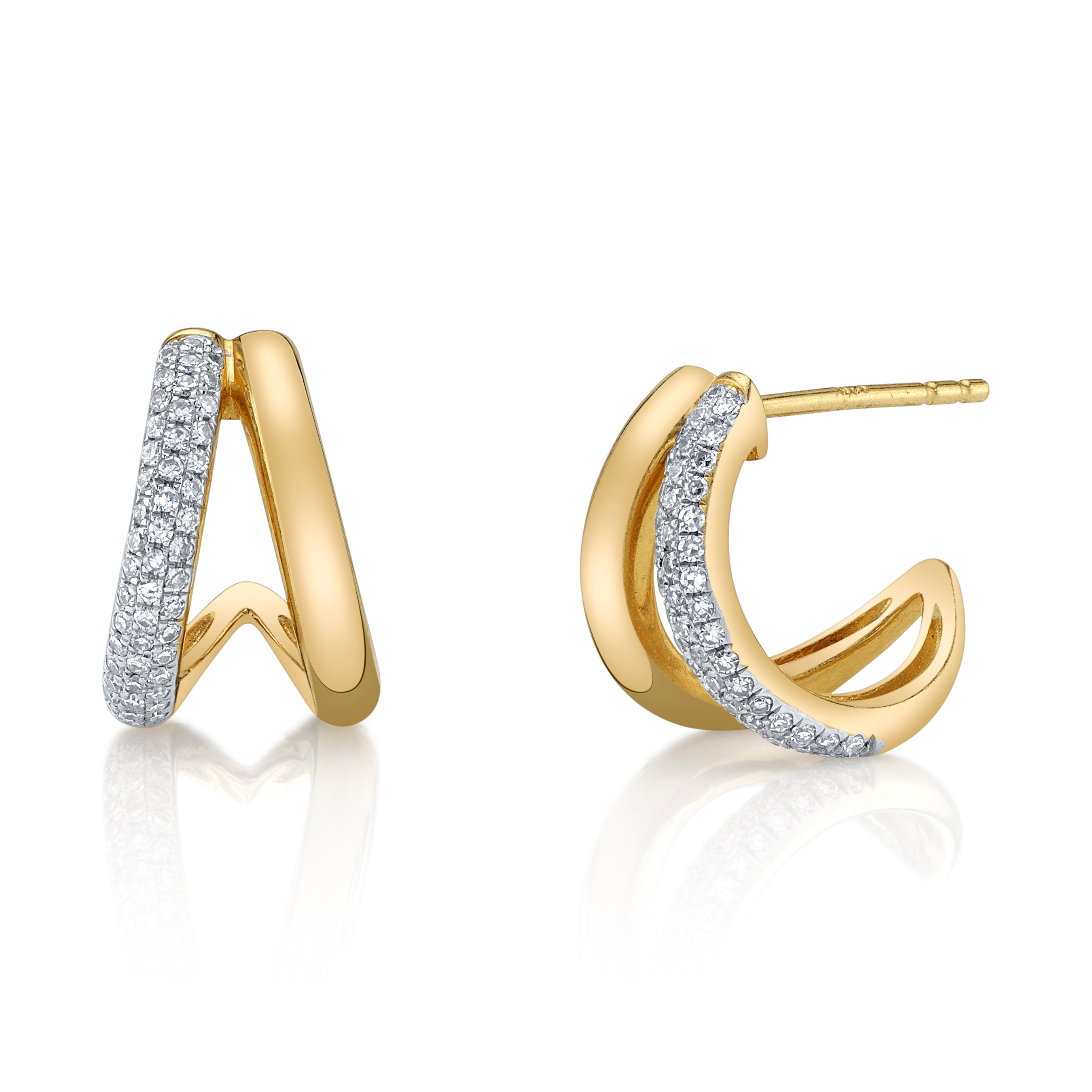 Diamond Solid V-Huggie Ear Cuff Earring Roseark Deux