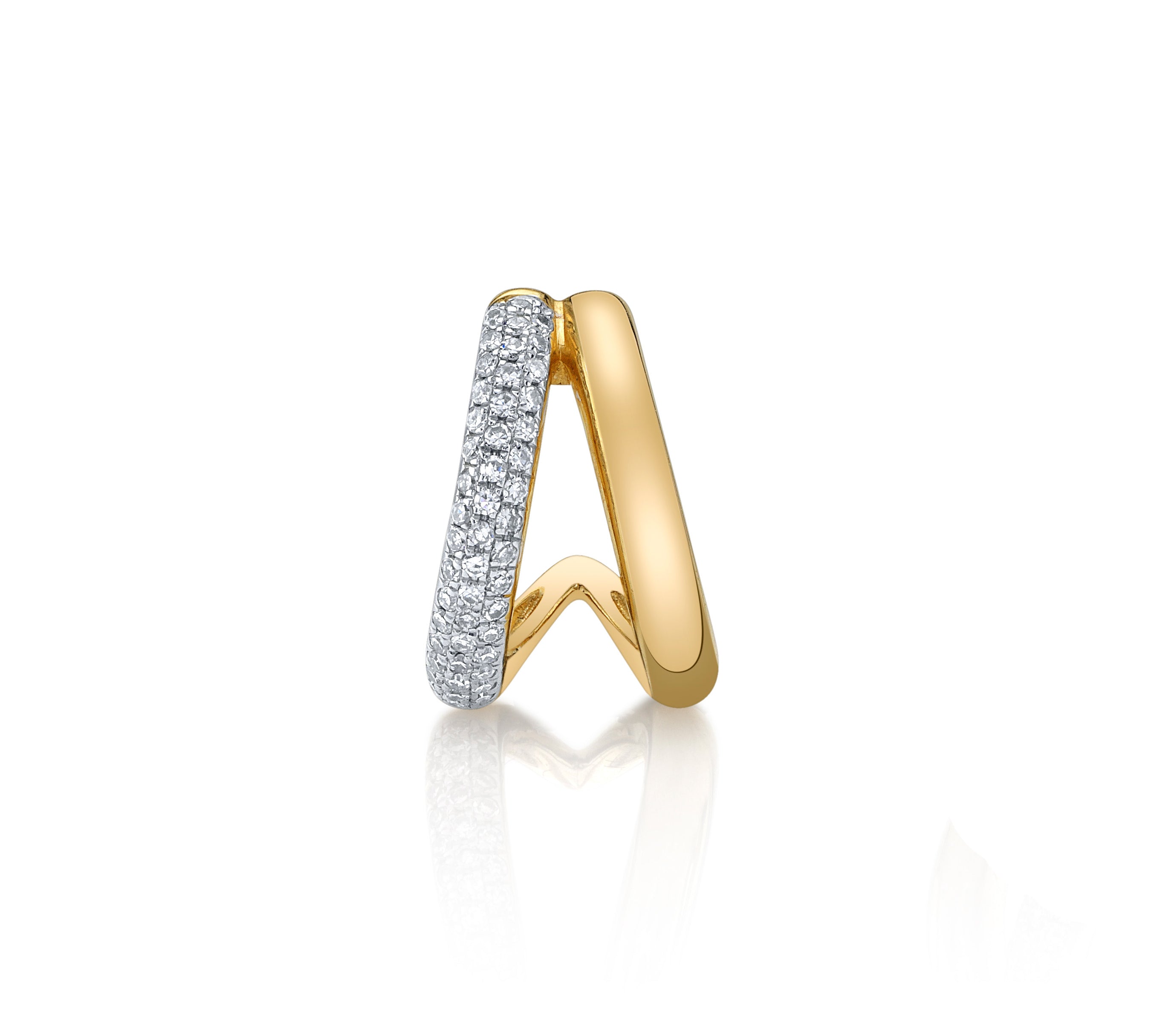 Pavé Diamond Solid V-Huggie Ear Cuff Earring Roseark Deux