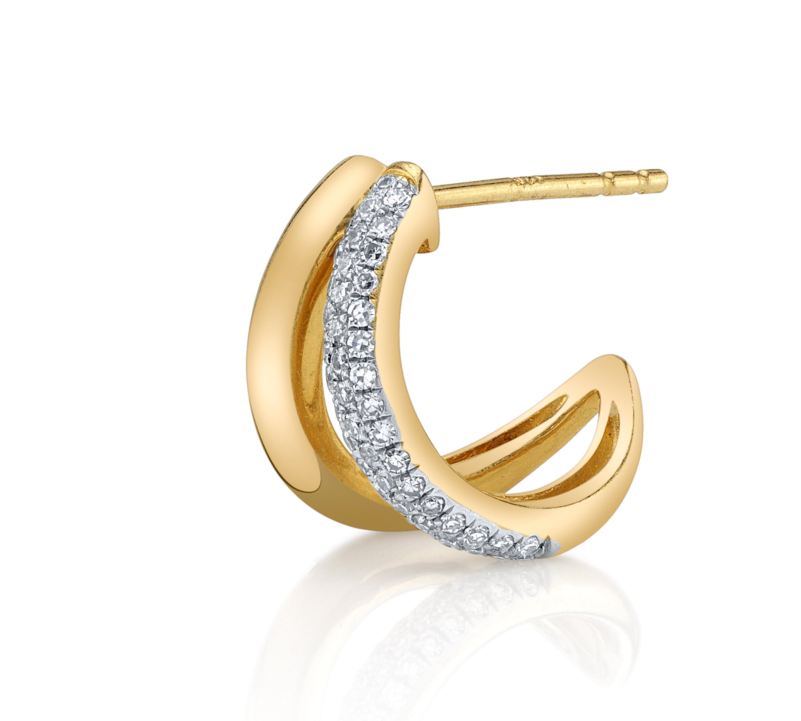 Diamond Solid V-Huggie Ear Cuff Earring Roseark Deux Single