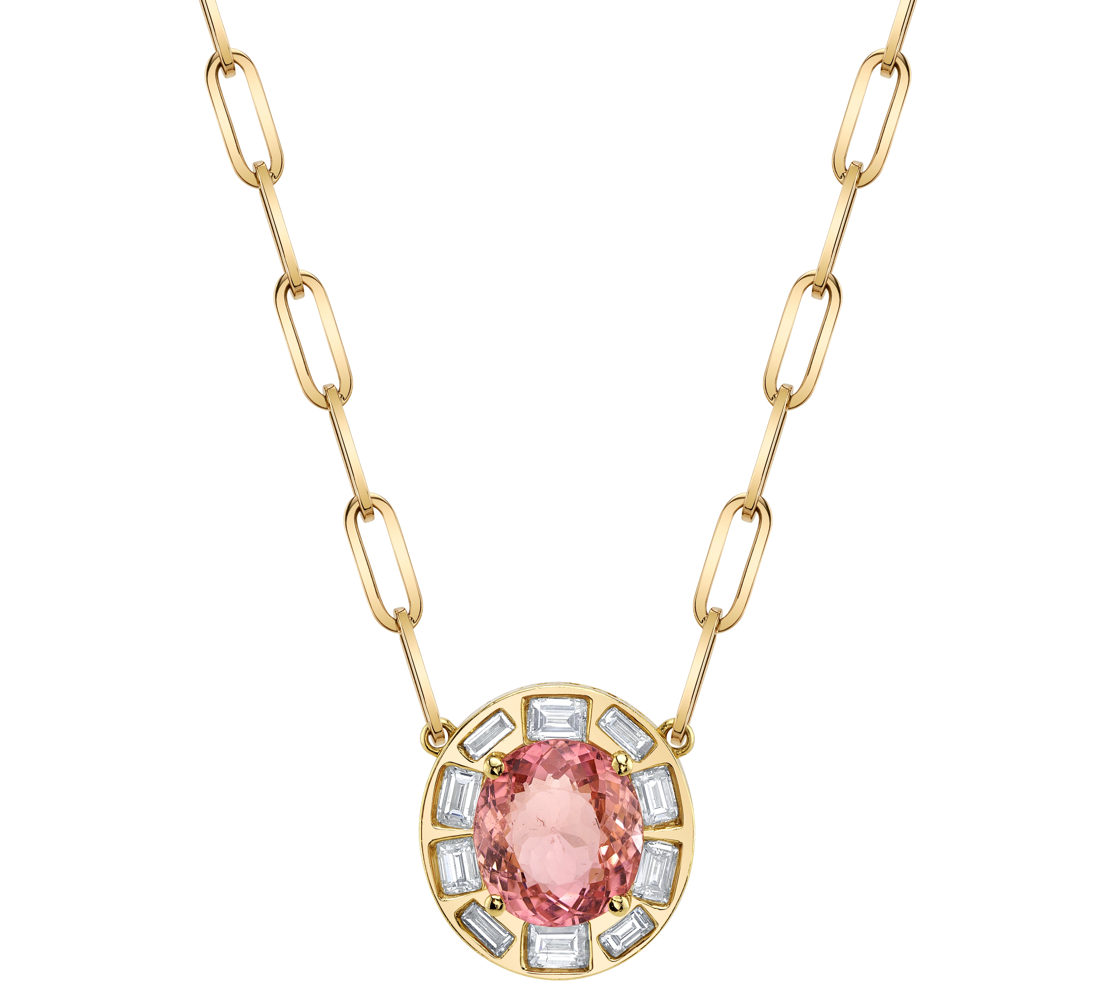 Pink Tourmaline Diamond Necklace Pendant Necklace Roseark