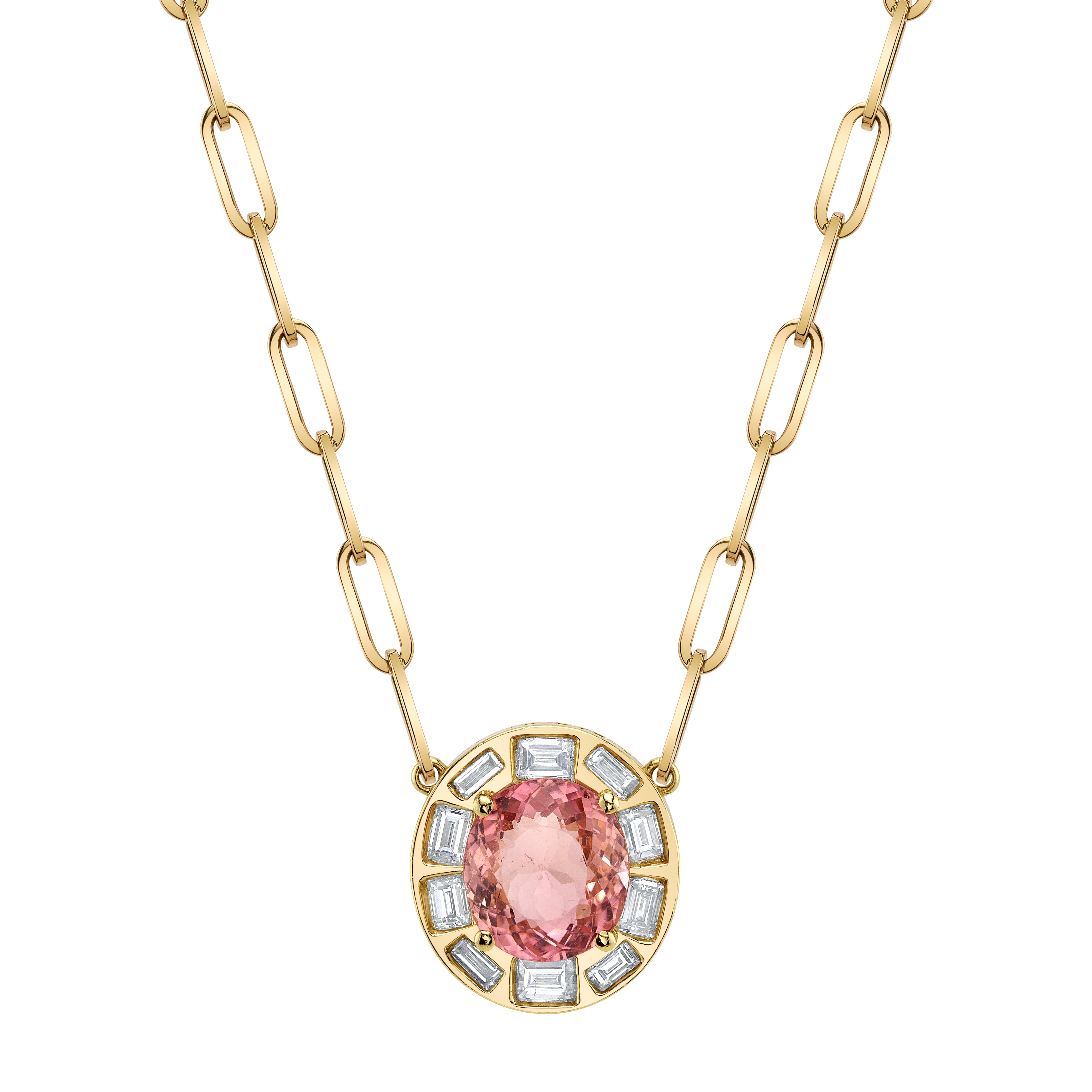 Pink Tourmaline Diamond Necklace Pendant Necklace Roseark