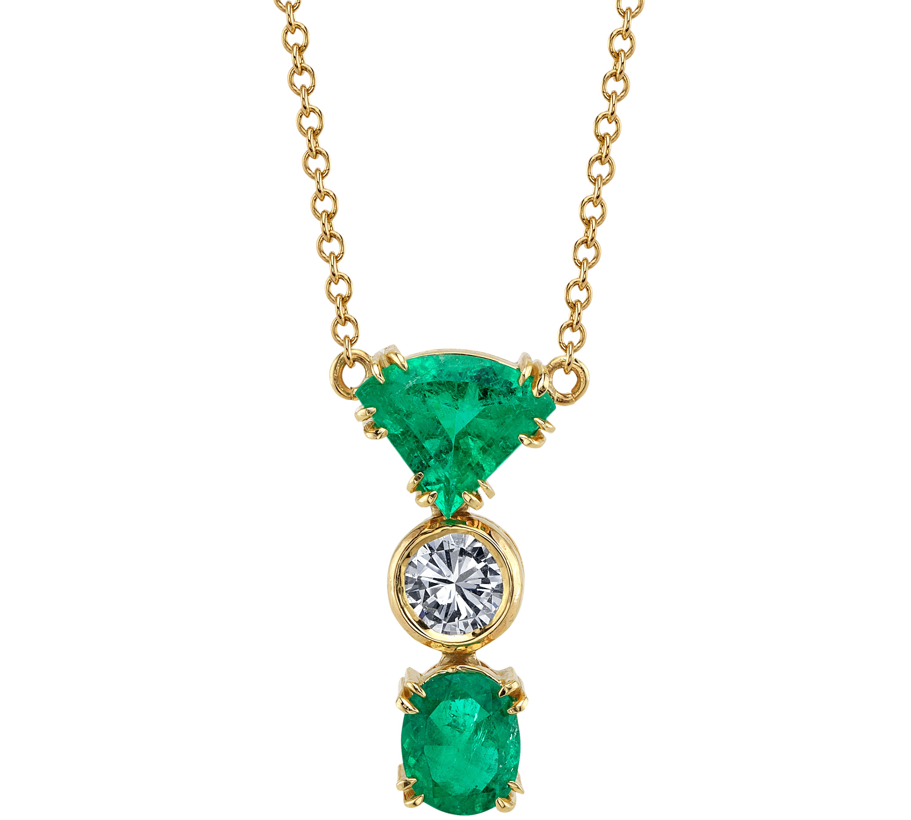 Trillion Columbian Emerald Pendant Necklace Necklace Roseark Vintage