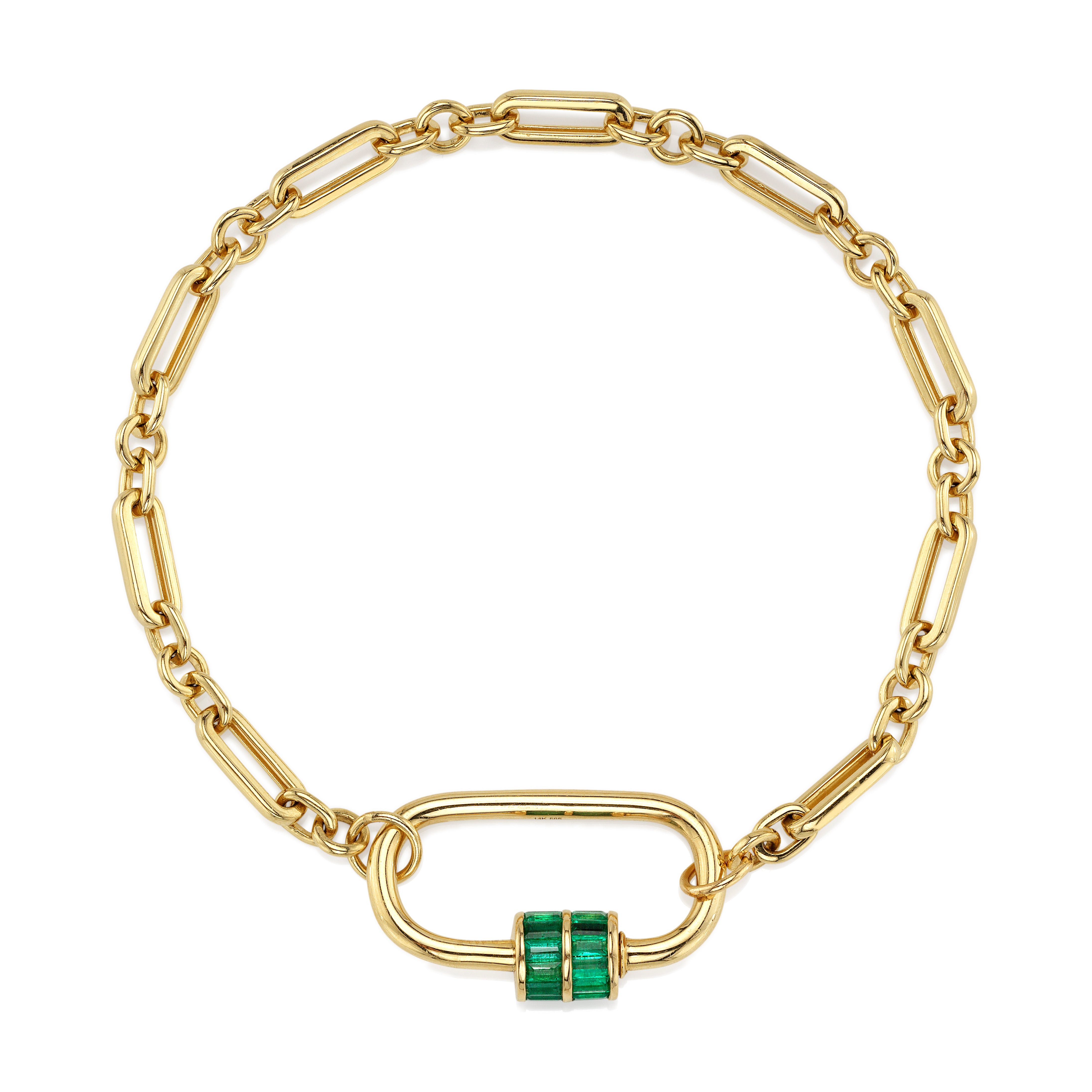 Emerald Rondelle Link Chain Bracelet Chain Bracelet Roseark Deux