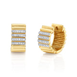 Pleated Huggies with Pave Diamonds Huggie Earrings Roseark Deux