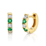 Emerald Diamond Alternating Huggie Huggie Earrings Roseark Deux Pair