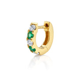 Emerald Diamond Alternating Huggie Huggie Earrings Roseark Deux Single