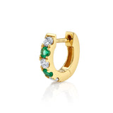 Emerald Diamond Alternating Huggie Huggie Earrings Roseark Deux Single