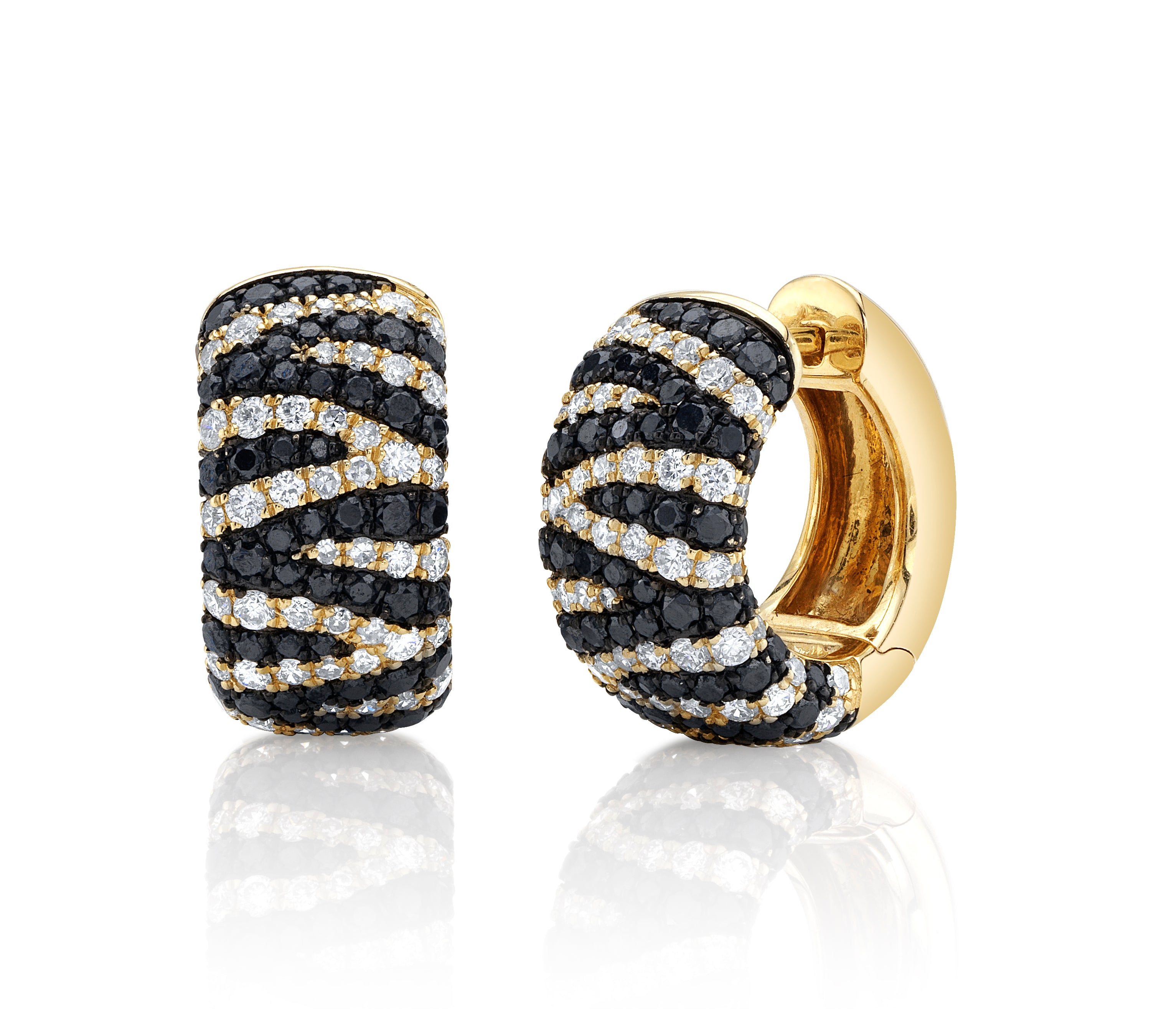 Zebra Striped Diamond Huggies Huggie Earrings Roseark Deux