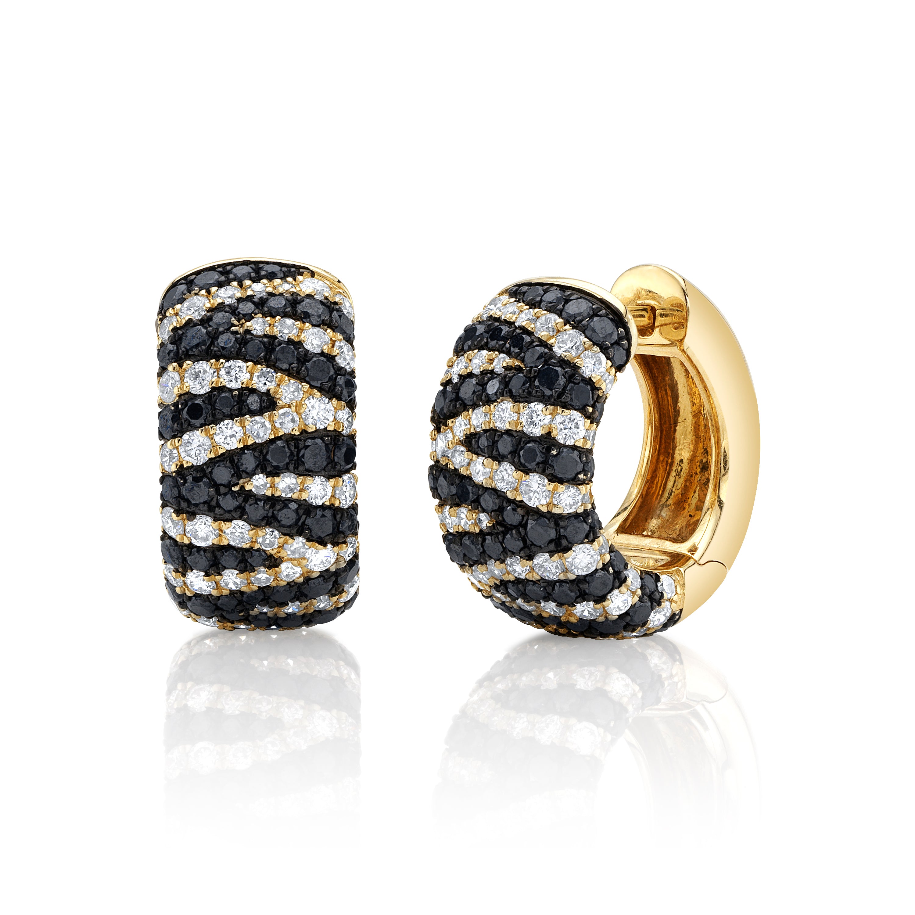 Zebra Striped Diamond Huggies Huggie Earrings Roseark Deux