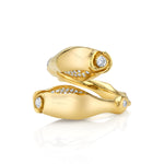 Rosebud Ring with Diamonds, Large Statement Ring Roseark Jewelry Yellow Gold