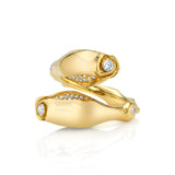 Rosebud Ring with Diamonds, Large Statement Ring Roseark Jewelry Yellow Gold