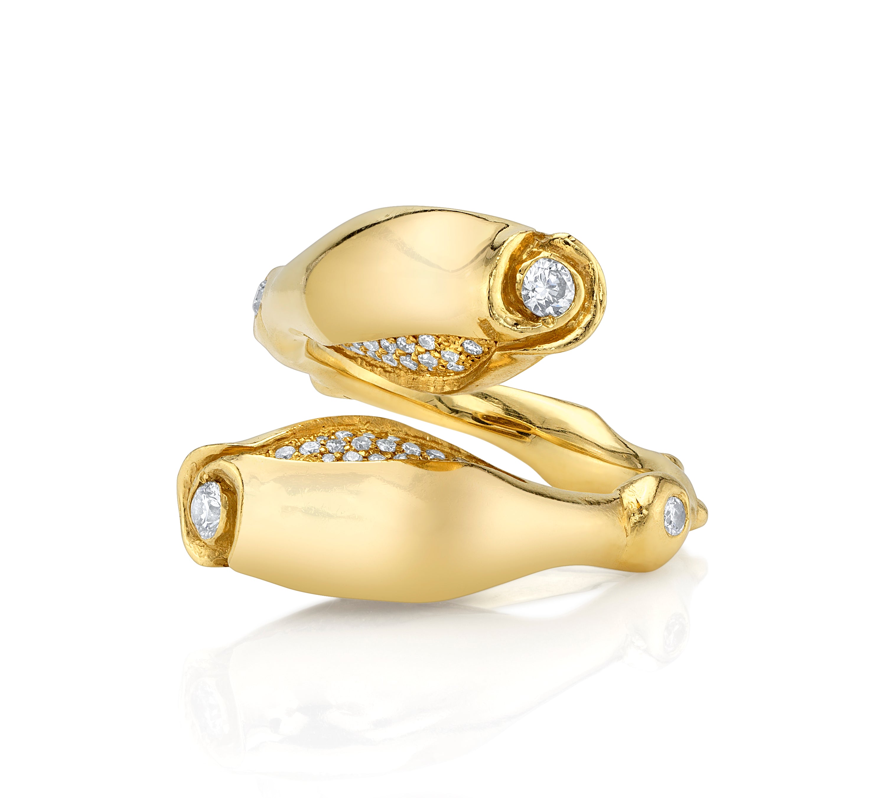 Rosebud Ring with Diamonds, Large Statement Ring Roseark Jewelry Yellow Gold