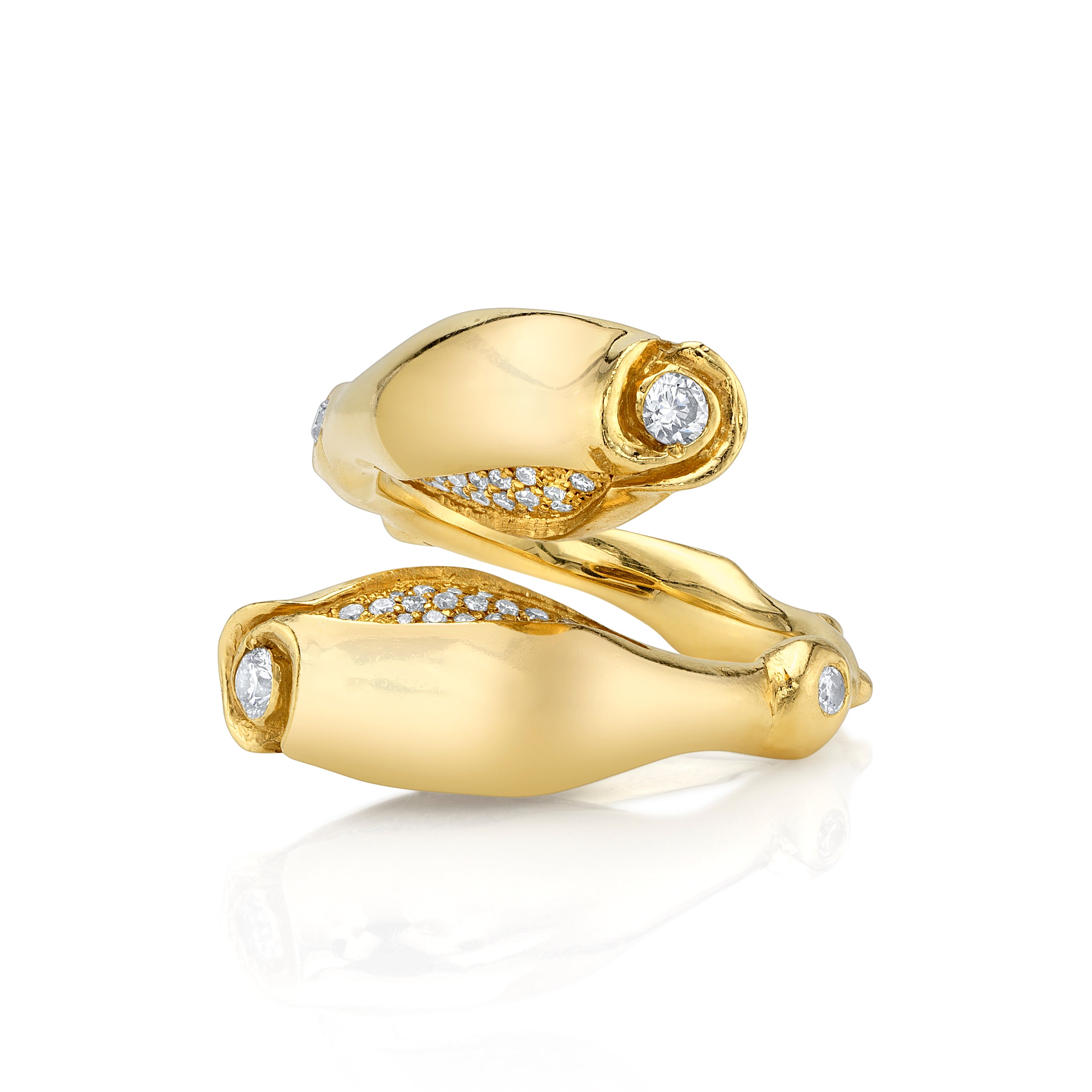 Rosebud Ring with Diamonds, Large Statement Ring Roseark Jewelry Yellow Gold