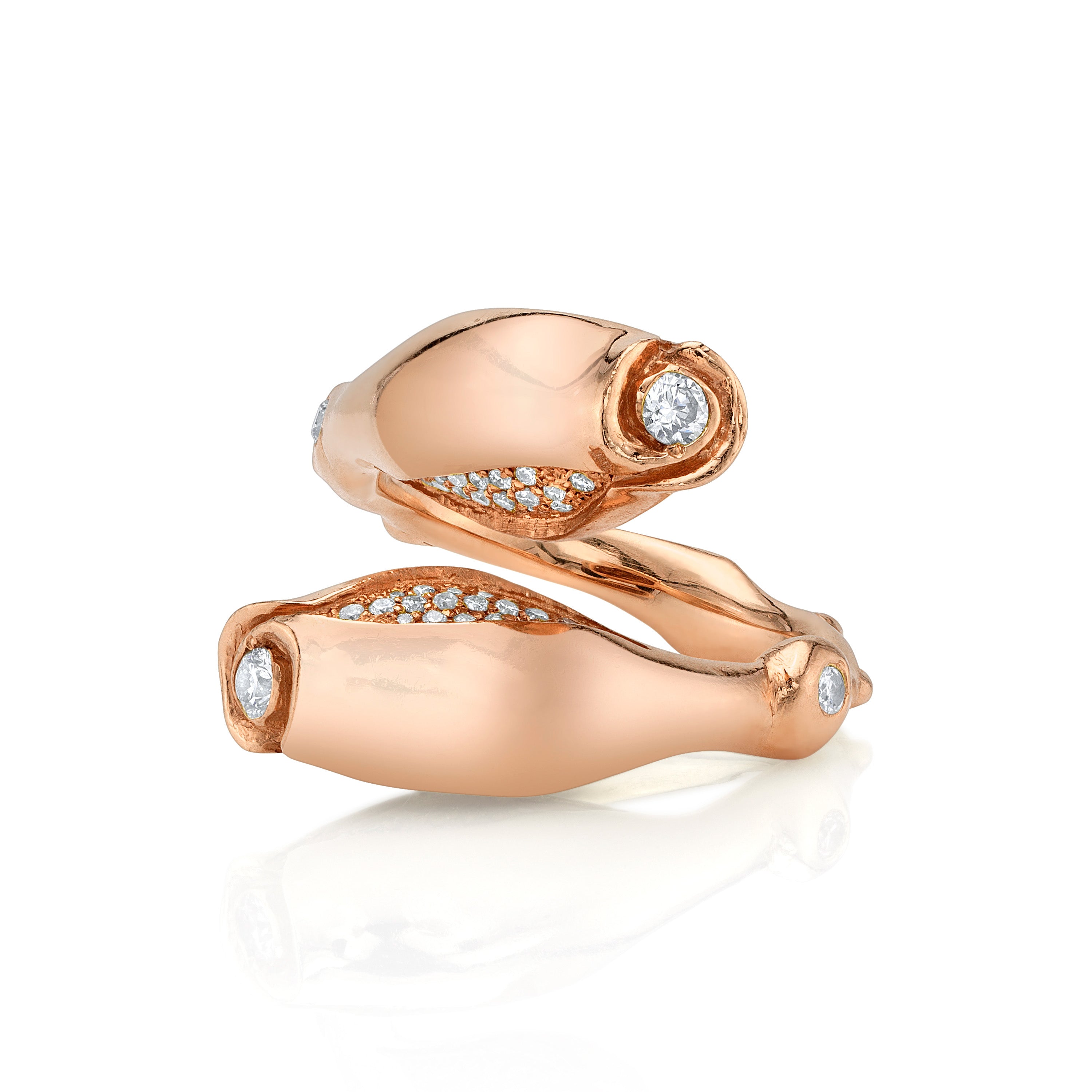 Rosebud Ring with Diamonds, Large Statement Ring Roseark Jewelry Rose gold