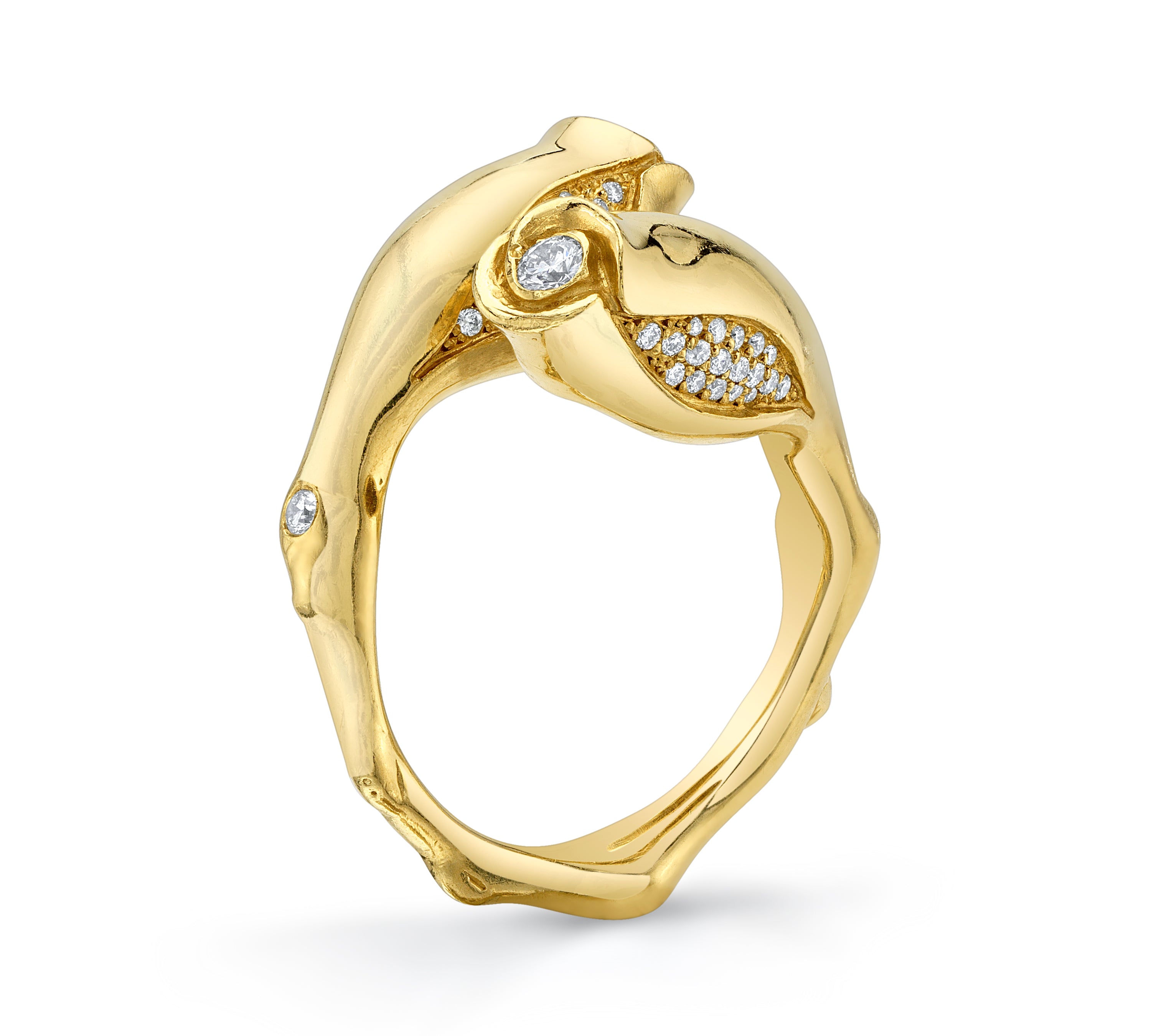 Rosebud Ring with Diamonds, Large Statement Ring Roseark Jewelry