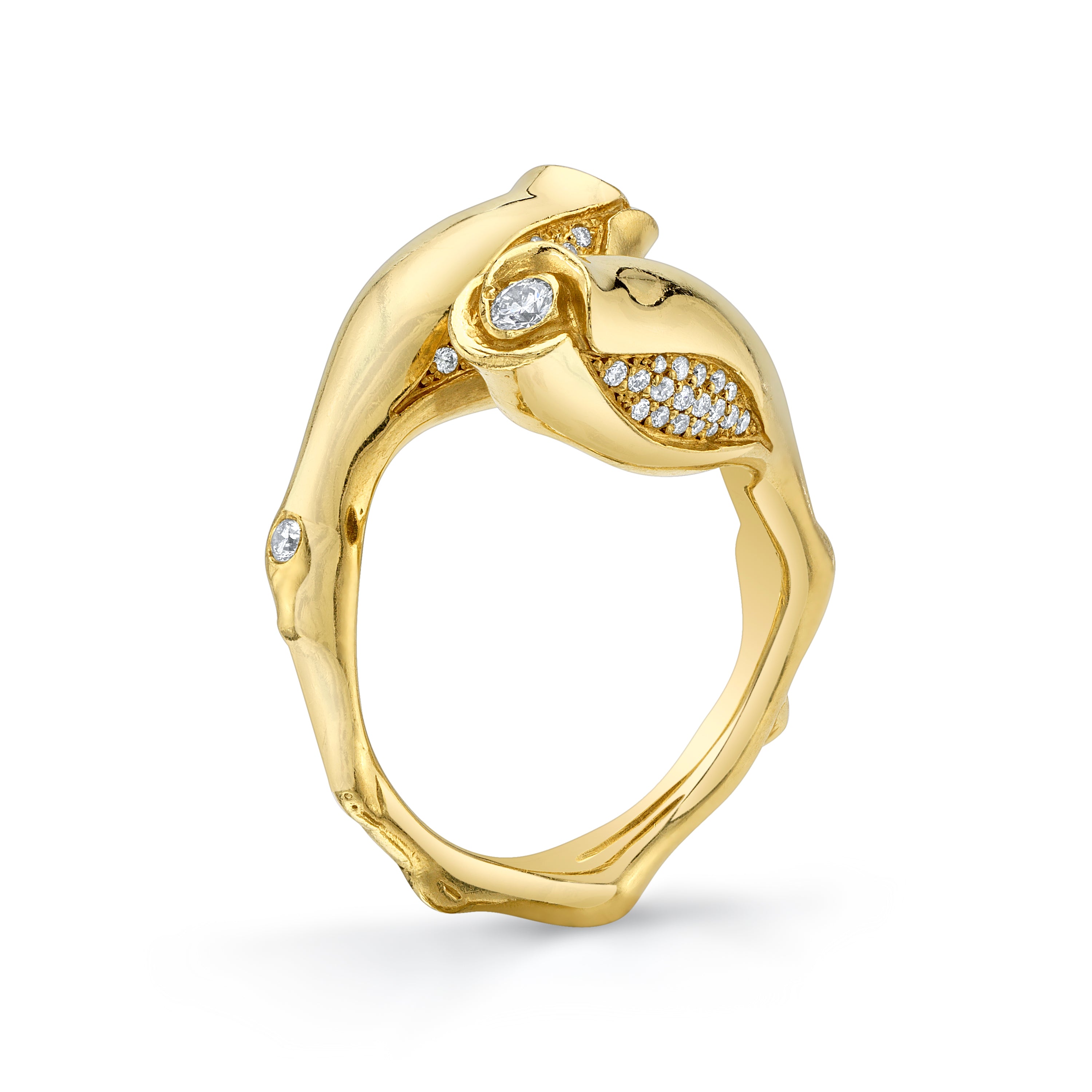 Rosebud Ring with Diamonds, Large Statement Ring Roseark Jewelry
