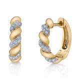 Diamond Twist Hoop Huggie Earrings Roseark Deux Pair