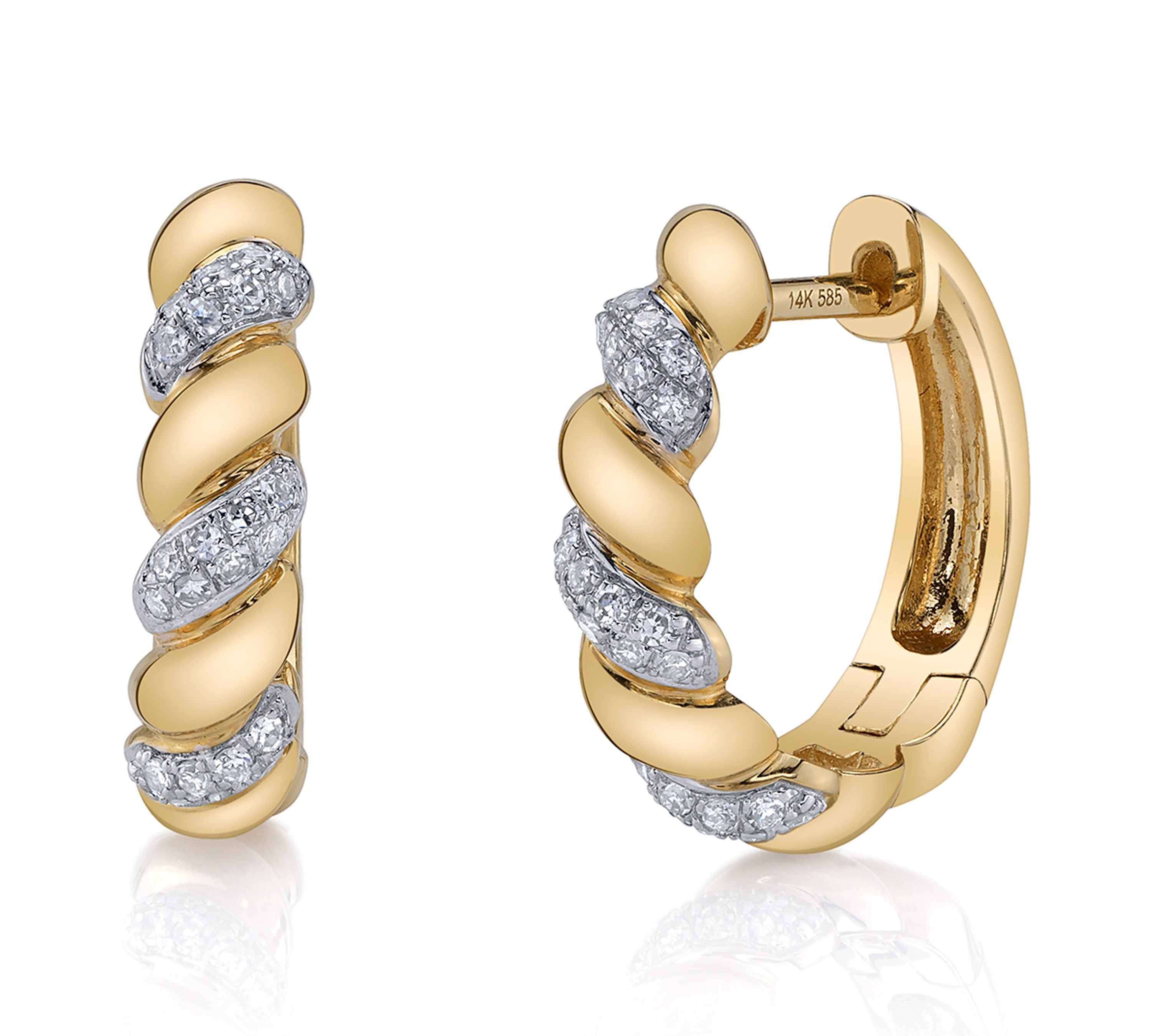Diamond Twist Hoop Huggie Earrings Roseark Deux Pair