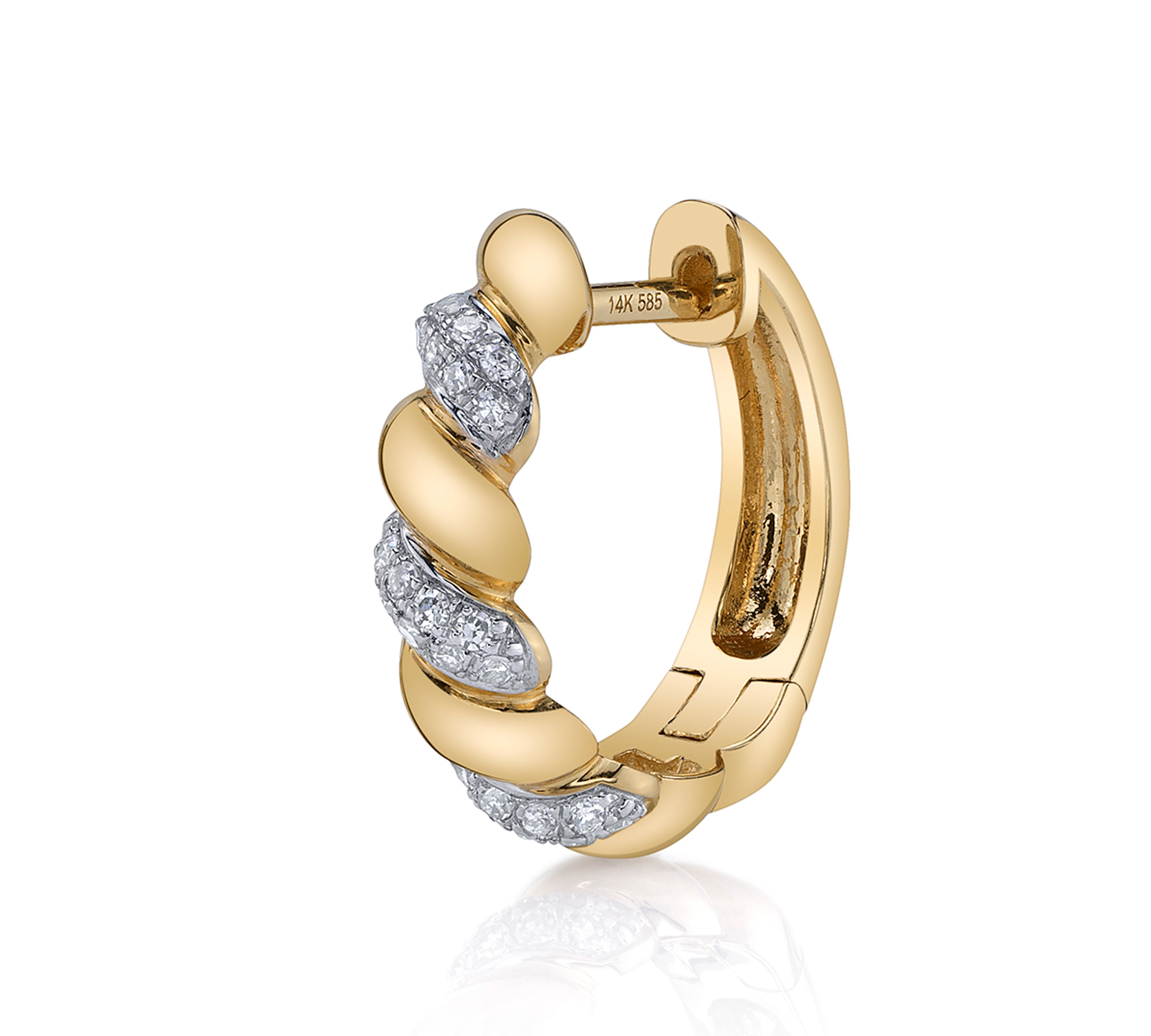 Diamond Twist Hoop Huggie Earrings Roseark Deux Single